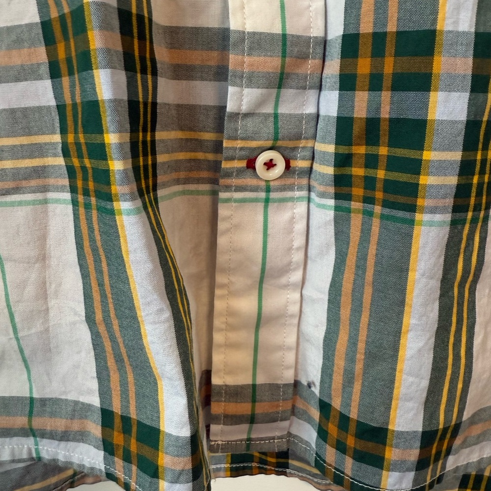 NWT Men’s L Tommy Hilfiger Fall Basics Button‎ Up Dress Shirt Green Plaid Long - Picture 6 of 14